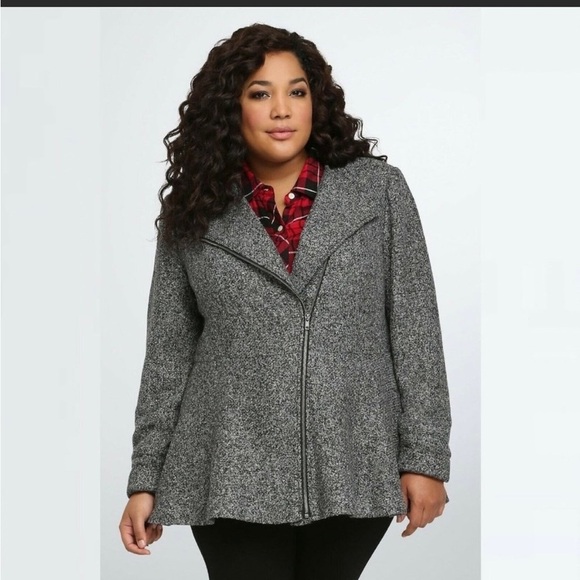 NEW torrid zip up gray blazer sz plus 0 - Picture 1 of 6